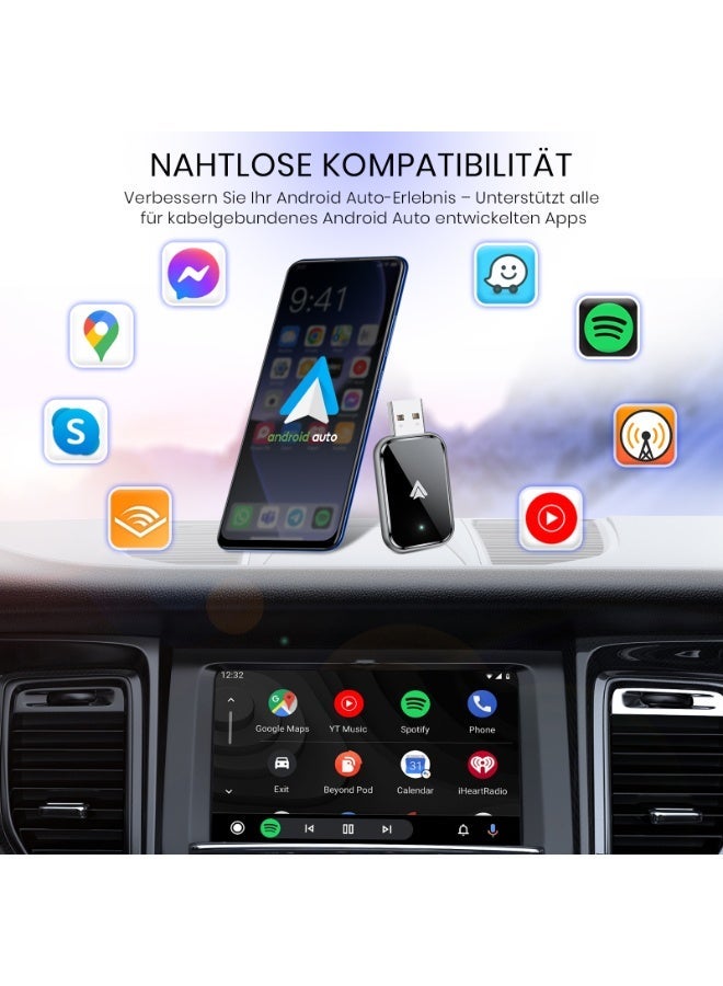 Kingone Android Auto Wireless Adapter, Convert Wired to Wireless Android Auto Carplay Adapter, No Delay and Stable Control Mini Size with Extension Cable USB-C and Type-C for Android (Black) - Image 5